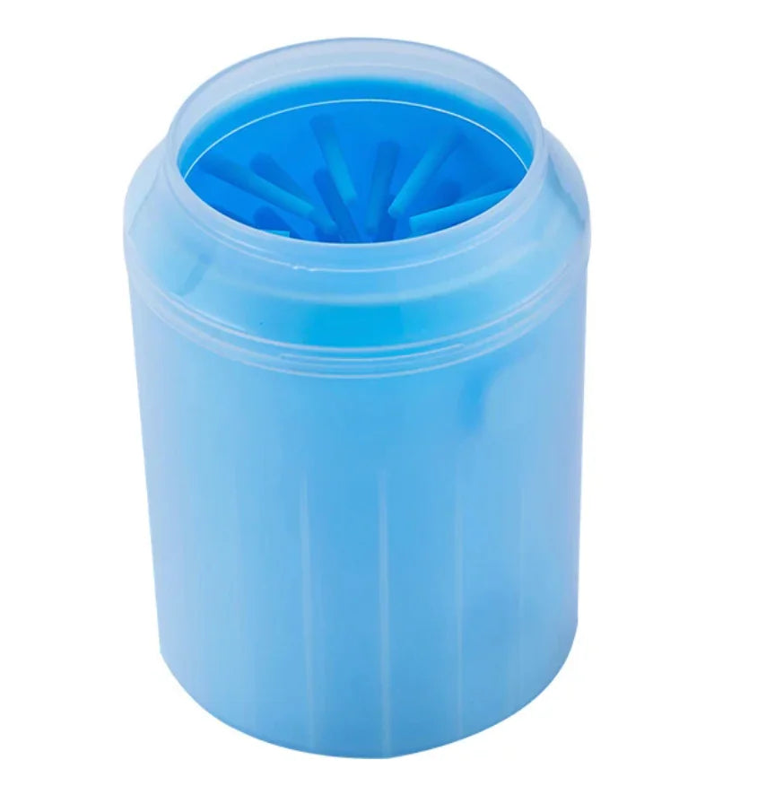 Blue plastic container with lid on a white background