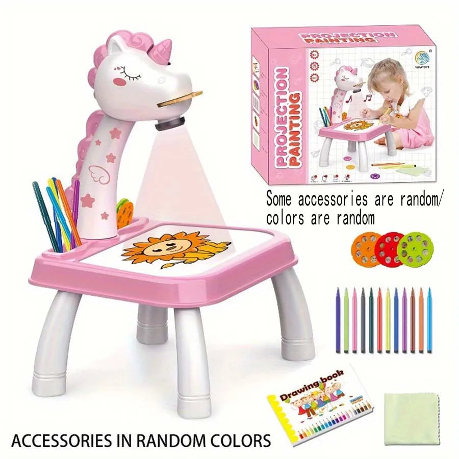 Kids Pony Projection Drawing Table | Musical Art Board Toy